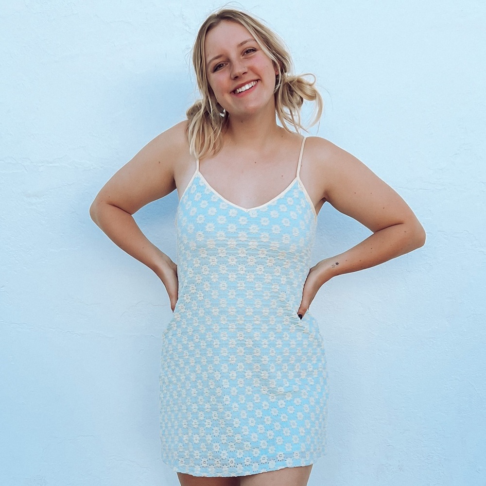 Blue and White Floral Dress